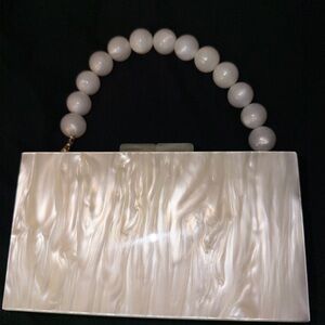 A New Day Cream Clutch with Beaded Handle